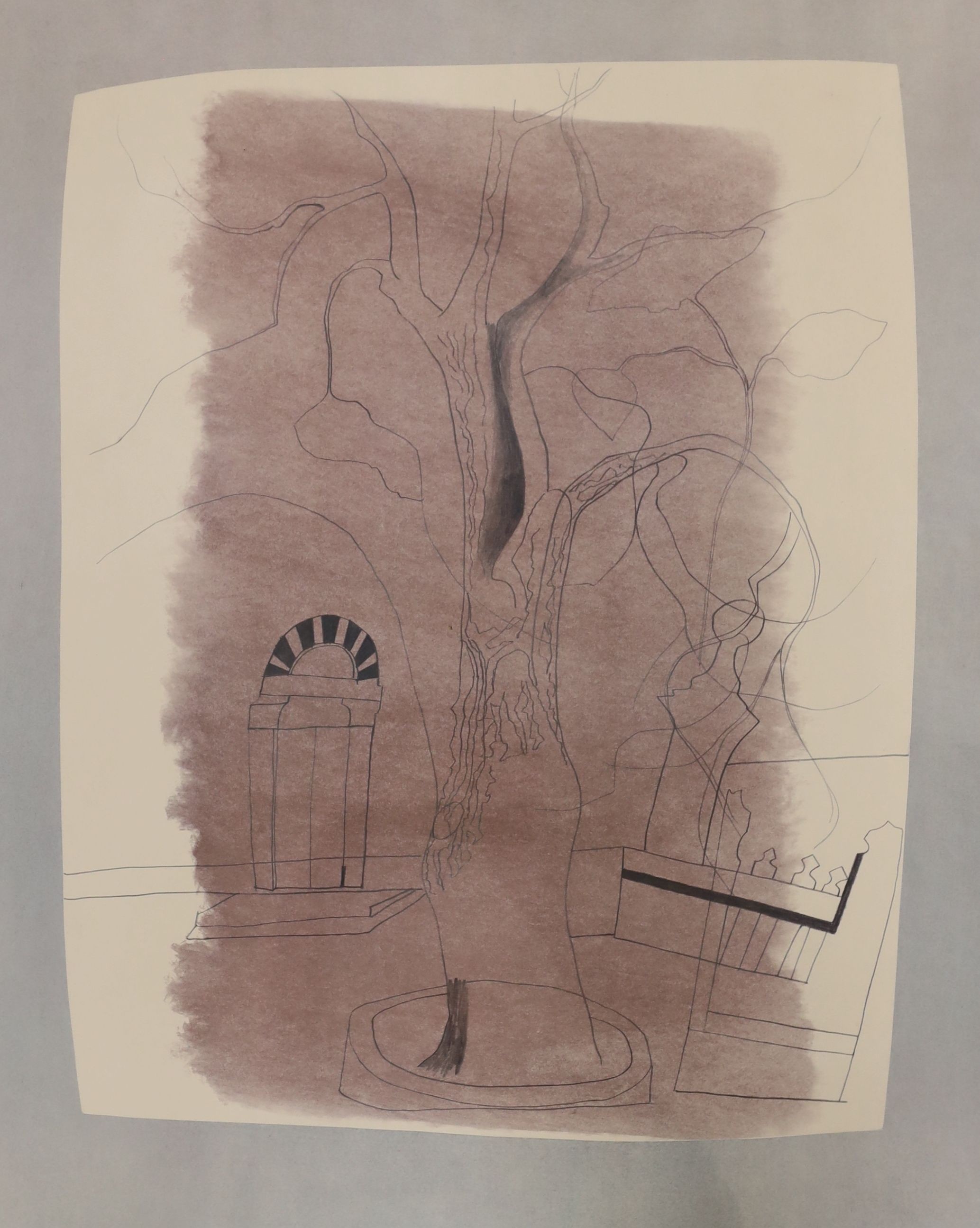 After Ben Nicholson, colour print, Tree and doorway, 74 x 60cm